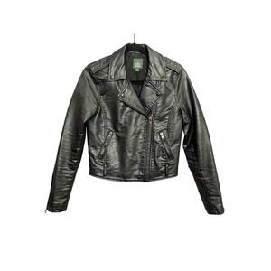 Wild Fable Black Faux Leather Motorcycle Biker Jacket Women Size XS Fall Winter